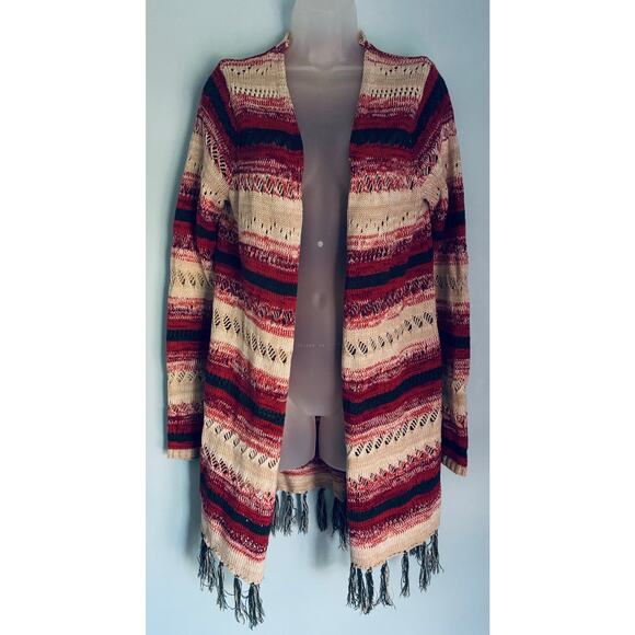 Wrangler Fringe Open Front Knit Cardigan Women's Medium - Picture 9 of 10